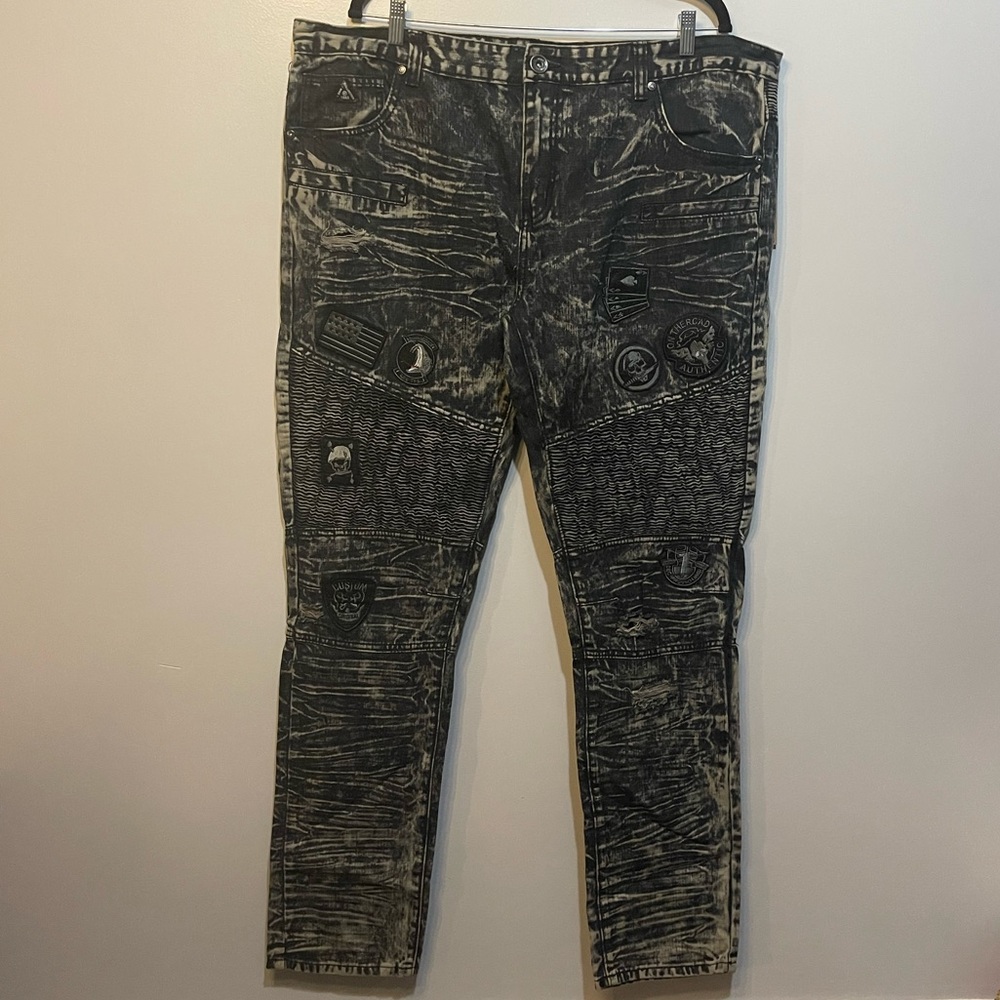 Acid Black Ripped Skinny Denim Jeans